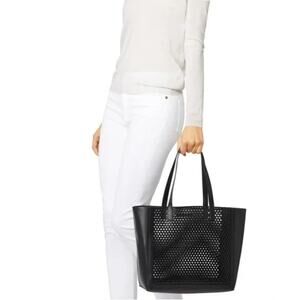 Loeffler Randall Perforated Leather Tote in Black